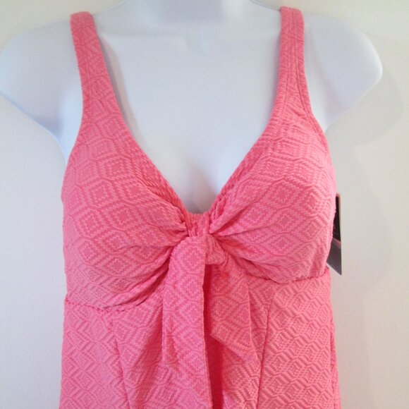 Swim Solutions Textured Tie-Front Swimdress NWT Sz 10 - Picture 5 of 11